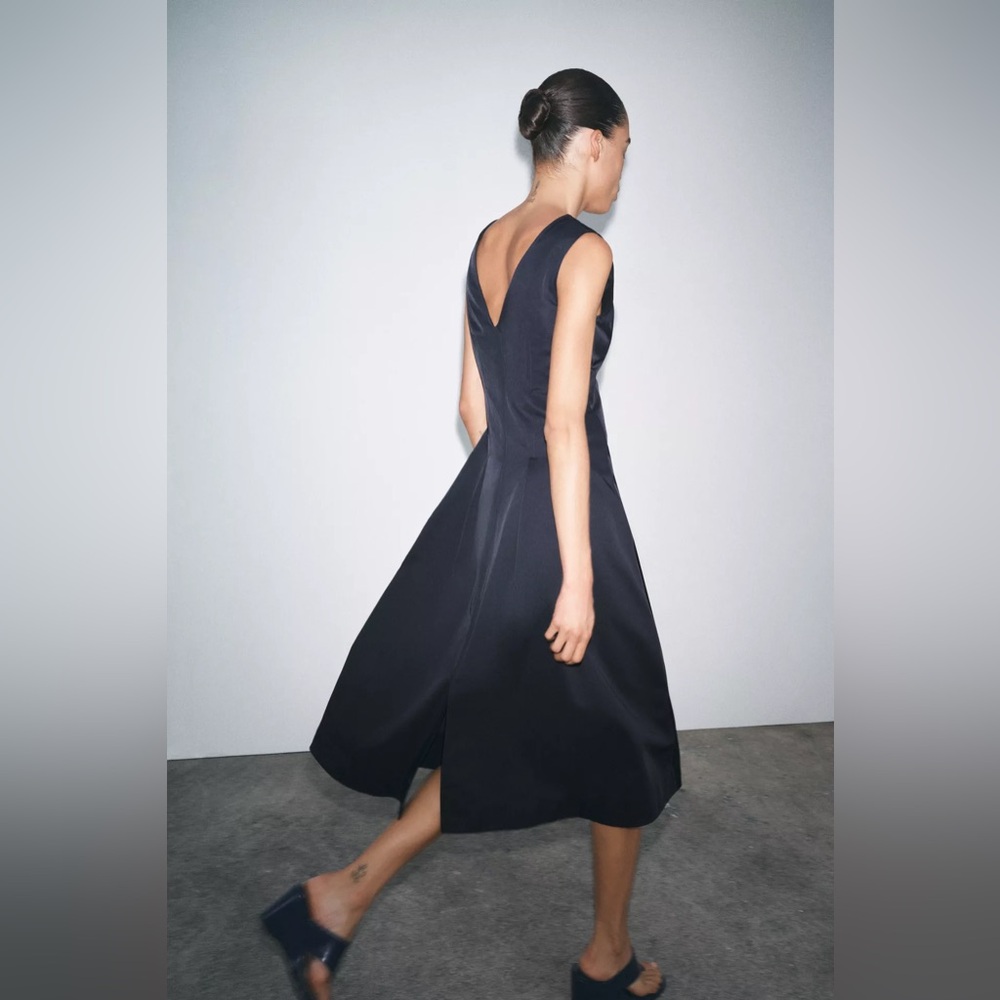 ZARA ZW COLLECTION MIDI ZIPPER DRESS SZ L Used once - Picture 5 of 5